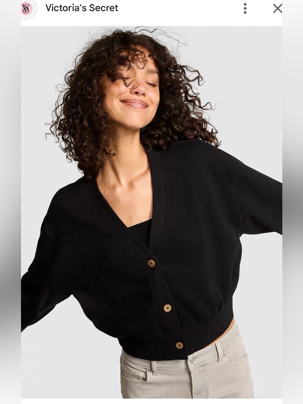 PINK Victoria's Secret Black V-Neck Button Cardigan